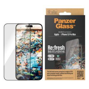 PanzerGlass Ultra-Wide Fit antibakterinė ekrano apsauga, skirta iPhone 15 Pro Max