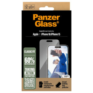 PanzerGlass antibakterinis ekrano apsauginis stiklas, skirtas iPhone 16