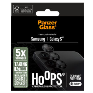 PanzerGlass Hoops keraminė kameros objektyvo apsauga, skirta Samsung Galaxy S25 – skaidri