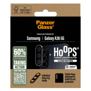 PanzerGlass Hoops Optic Rings kameros apsauga, skirta Samsung Galaxy A36 – skaidri