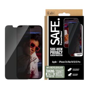 SAFE by PanzerGlass Ultra Wide Fit ekrano apsauga su privatumo filtru, įskaitant aplikatorių, skirta iPhone 17e / 16e