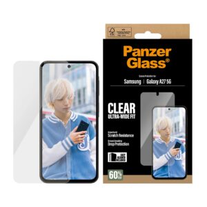 PanzerGlass Ultra-Wide Fit antibakterinė ekrano apsauga su aplikatoriumi, skirta Samsung Galaxy A27 (5G)