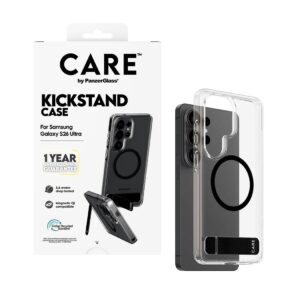 CARE by PanzerGlass Urban Explorer skaidrus MagSafe galinis dėklas su atramine kojele, skirtas Samsung Galaxy S26 Ultra – skaidrus