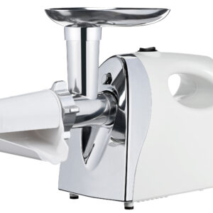 ARDESTO Mėsos malūnėlis, 1800W, našumas 2kg/min, 3 pjaustymo diskai + priedai dešrelėms, pomidorų sulčiaspaudė, plastikas, balta-sidabrinė - Image 7