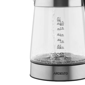 ARDESTO elektrinis virdulys, 1.7 l, stiklinis, Strix, sidabrinės-juodos spalvos - Image 5