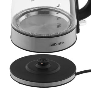 ARDESTO elektrinis virdulys, 1.7 l, stiklinis, Strix, sidabrinės-juodos spalvos - Image 4