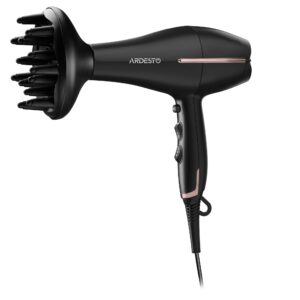 ARDESTO Plaukų džiovintuvas HD-Y220PRO, 1850-2200W, 2 greičiai, 3 temperatūros nustatymai, difuzorius, juoda+auksinė