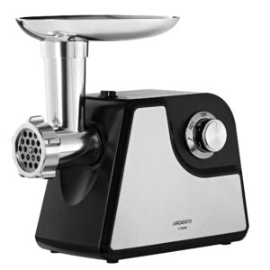 ARDESTO Mėsos malūnėlis, 1700W, našumas 1,6kg/min, 2 pjaustymo plokštelės + priedai dešrelėms, pomidorų sulčiaspaudė, plastikas+metalas, juoda-sidabrinė - Image 8