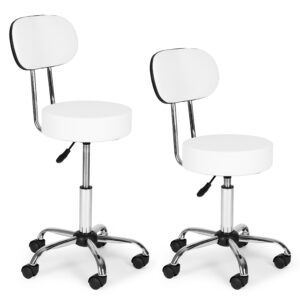 Besisukanti kėdė su atlošu, kosmetologinė, medicininė, reguliuojamo aukščio, balta, ModernHome - Image 6