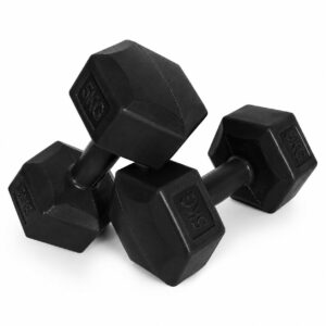 Šešiakampių hantelių rinkinys 2x5 kg treniruočių svoriai fitneso svoriai juodi MOVEPRO - Image 6