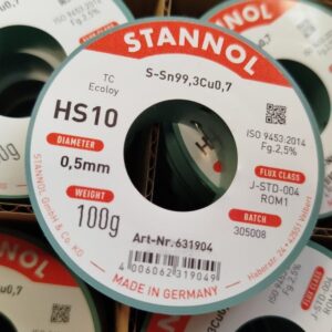 Lydmetalis Sn99.3Cu0.7 0.50mm su fliusu 2.5% HS10 100g, Stannol
