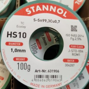 Lydmetalis Sn99.3Cu0.7 1.00mm su fliusu 2.5% HS10 100g, Stannol