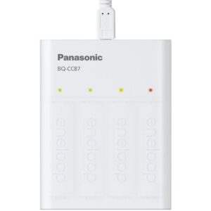 Baterijų įkroviklis PANASONIC Eneloop Smartplus BQ-CC87 + 4x AA 2000 mAh (K-KJ87MCD40USB) - Image 2