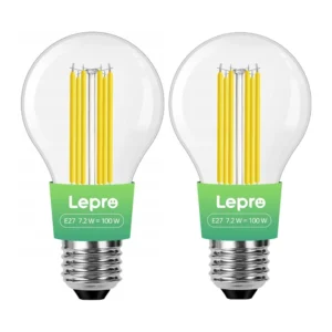 LEPRO 100094-WW-EU-2 E27 Filament LED Bulb, 7.2W (100W), 1521 lm, 2700K, Class A, 2-pack