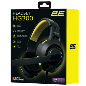 2E žaidimų ausinės HG300, mini-jack/dvigubas 3.5mm, LED, 2m, juodos - Image 6
