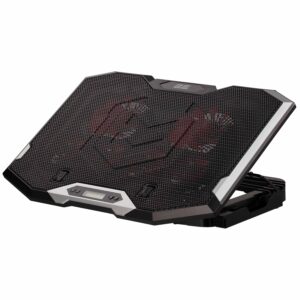2E nešiojamojo kompiuterio stovas CPG-004, iki 15.6", 2xUSB-A, LCD / telefono laikiklis, RGB, juodas - Image 3