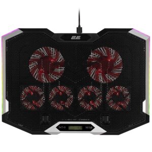 2E nešiojamojo kompiuterio stovas CPG-004, iki 15.6", 2xUSB-A, LCD / telefono laikiklis, RGB, juodas - Image 13