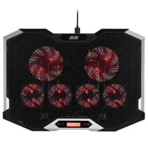 2E nešiojamojo kompiuterio stovas CPG-004, iki 15.6", 2xUSB-A, LCD / telefono laikiklis, RGB, juodas - Image 12