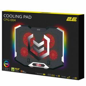 2E nešiojamojo kompiuterio stovas CPG-004, iki 15.6", 2xUSB-A, LCD / telefono laikiklis, RGB, juodas - Image 5