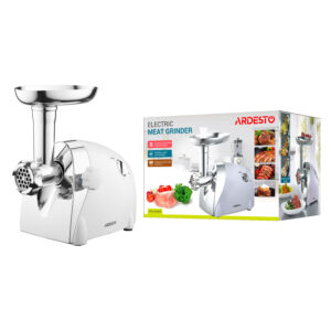 ARDESTO Mėsos malūnėlis, 2000W, našumas 1.9kg/min, 3 pjaustymo diskai + antgaliai dešrelėms, 3 daržovių pjaustyklės, plastikas, juoda-sidabrinė - Image 3