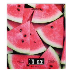 ARDESTO virtuvinės svarstyklės Wаtermelon 5kg, AAAx2 pridedamos, stiklinės, spalvotos