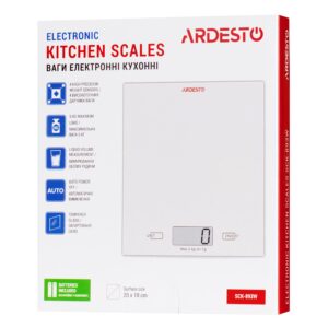 ARDESTO virtuvinės svarstyklės 5kg, AAAx2 pridedamos, stiklinės, baltos - Image 5