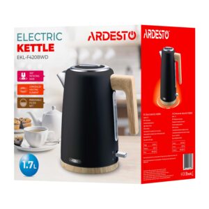 ARDESTO elektrinis virdulys EKL-F420WWD, 1.7L, metalinis, matinis, Strix, juodas - Image 2