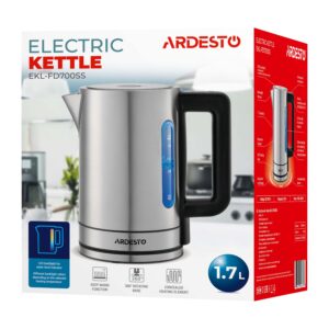 ARDESTO Elektrinis virdulys Steel Collection EKL-FD700SS, 1,7 l, metalinis, STRIX, sidabrinis - Image 2