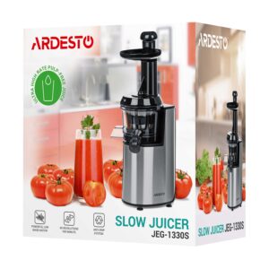 ARDESTO sraigtinė sulčiaspaudė, 200W, dubuo-0.6L, tirščių indas-0.6L, plastikas/geležis, sidabrinė-juoda - Image 2