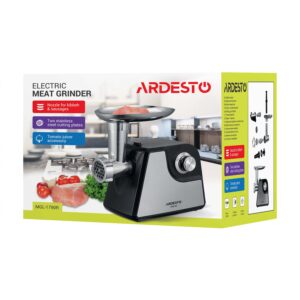 ARDESTO Mėsos malūnėlis, 1700W, našumas 1,6kg/min, 2 pjaustymo plokštelės + priedai dešrelėms, pomidorų sulčiaspaudė, plastikas+metalas, juoda-sidabrinė - Image 2