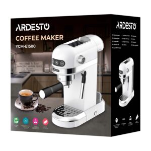 ARDESTO kavos aparatas ragelinis YCM-E1500, 1.4l, maltai kavai, rankinis kapučino plaktuvas, puodelių šildytuvas, baltas - Image 2