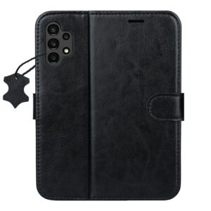 Išmanusis „Luxe“ odinis dėklas, skirtas Samsung Galaxy A13 4G, juodas