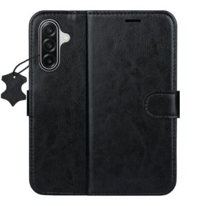 Išmanusis „Luxe“ odinis dėklas, skirtas Samsung Galaxy A16 4G / A16 5G / M16 5G, juodas