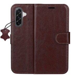 Išmanusis „Luxe“ odinis dėklas, skirtas Samsung Galaxy A36 5G / A37 5G, rudas
