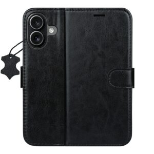 Išmanusis „Luxe“ odinis dėklas, skirtas iPhone 16 6,1" juodas