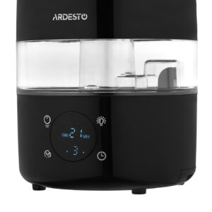 ARDESTO Ultragarsinis oro drėkintuvas, 30m2, 4l, 280ml/h, elektrinis valdymas, nuotolinio valdymo pultas, vandens įpylimas iš viršaus, ekranas, juodas - Image 7
