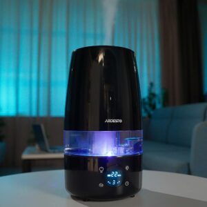 ARDESTO Ultragarsinis oro drėkintuvas, 30m2, 4l, 280ml/h, elektrinis valdymas, nuotolinio valdymo pultas, vandens įpylimas iš viršaus, ekranas, juodas - Image 10