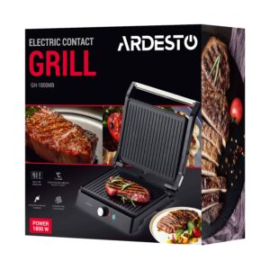 ARDESTO Grilis prispaudžiamas GH-1800MB, 1800W, 180° atsidarymas, metalinis, juoda-sidabrinė - Image 2