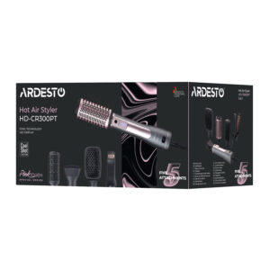 ARDESTO plaukų džiovintuvas-šepetys Pink Touch, 1200W, 2 greičiai, 2 temperatūros nustatymai, jonizacija, LED ekranas, 4 antgaliai, pilka+rožinė - Image 26