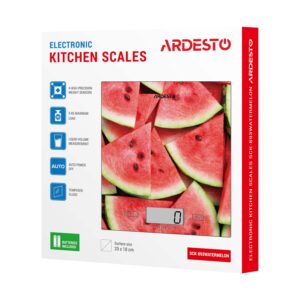 ARDESTO virtuvinės svarstyklės Wаtermelon 5kg, AAAx2 pridedamos, stiklinės, spalvotos - Image 5