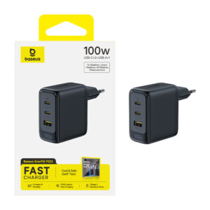 Baseus Enerfill FE22 sieninis įkroviklis 100W 2C+U juodas - Image 2