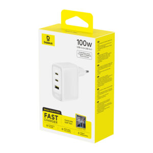 Baseus Enerfill FE22 sieninis įkroviklis 100W 2C+U baltas - Image 3