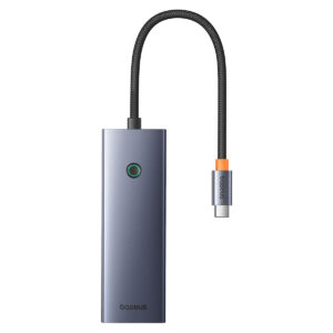 Baseus UltraJoy 5-in-1 USB-C šakotuvas – 100 W įkrovimas – 1000 Mbps – prijungimo stotelė – pilka (Space Grey)