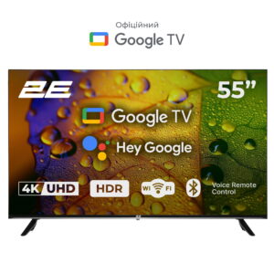 2E TV televizorius 55" LED 4K 60Hz Smart Google TV juodas