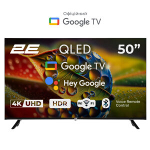 2E TV televizorius 50" QLED 4K 60Hz Smart Google TV juodas