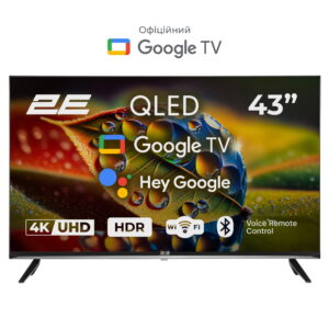 2E TV televizorius 43" QLED 4K 60Hz Smart Google TV juodas