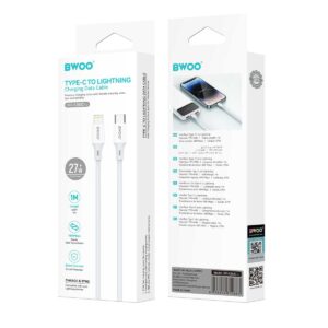 BWOO USB-C – Lightning laidas 1m 27W ABS + TPE X283 C-L baltas - Image 7