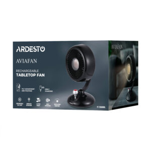 ARDESTO Stalinis ventiliatorius FT-F3600BL, 12 cm, įkraunamas, su apšvietimu, USB-A Type-C, juodas - Image 2