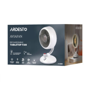 ARDESTO stalinis ventiliatorius FT-F3600BL, 12 cm, įkraunamas, su apšvietimu, USB-A Type-C, baltas - Image 2