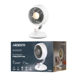 ARDESTO stalinis ventiliatorius FT-F3600BL, 12 cm, įkraunamas, su apšvietimu, USB-A Type-C, baltas - Image 4